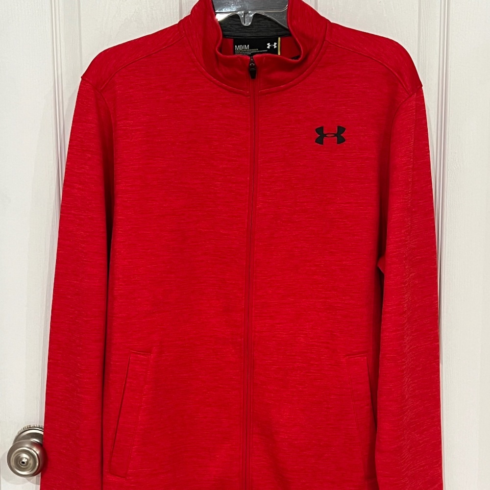 Men’s Red Under Armour Athletic Track zip up jacket Size Medium M NWOT